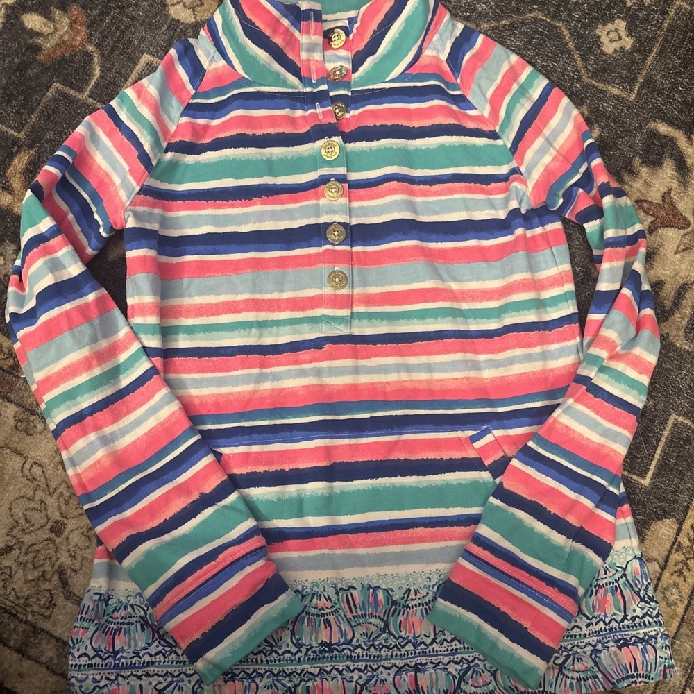 Lilly Pulitzer Captain Popover Small Sandy Shell Striped Multi Colors Size Small